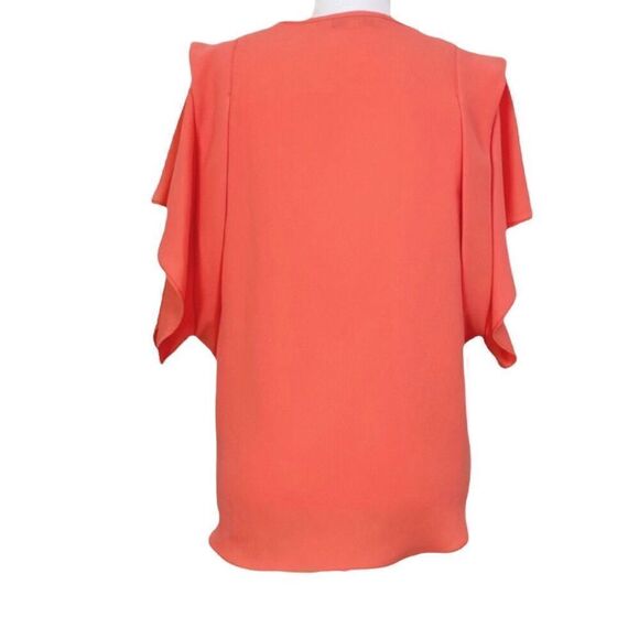 Trina Turk Hula Flutter Sleeve Popover Blouse Medium Coral - Picture 5 of 7
